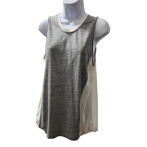 3.1 Phillip Lim Gray Off-White Sleeveless Knit Chiffon Top Women's Size Small - Picture 2 of 7